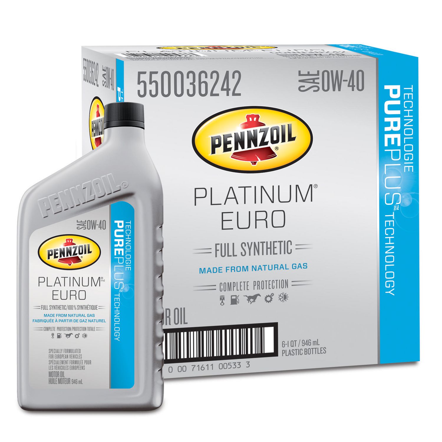 Pennzoil Platinum Euro SAE 0W-40 Full Synthetic Motor Oil - Walmart.ca